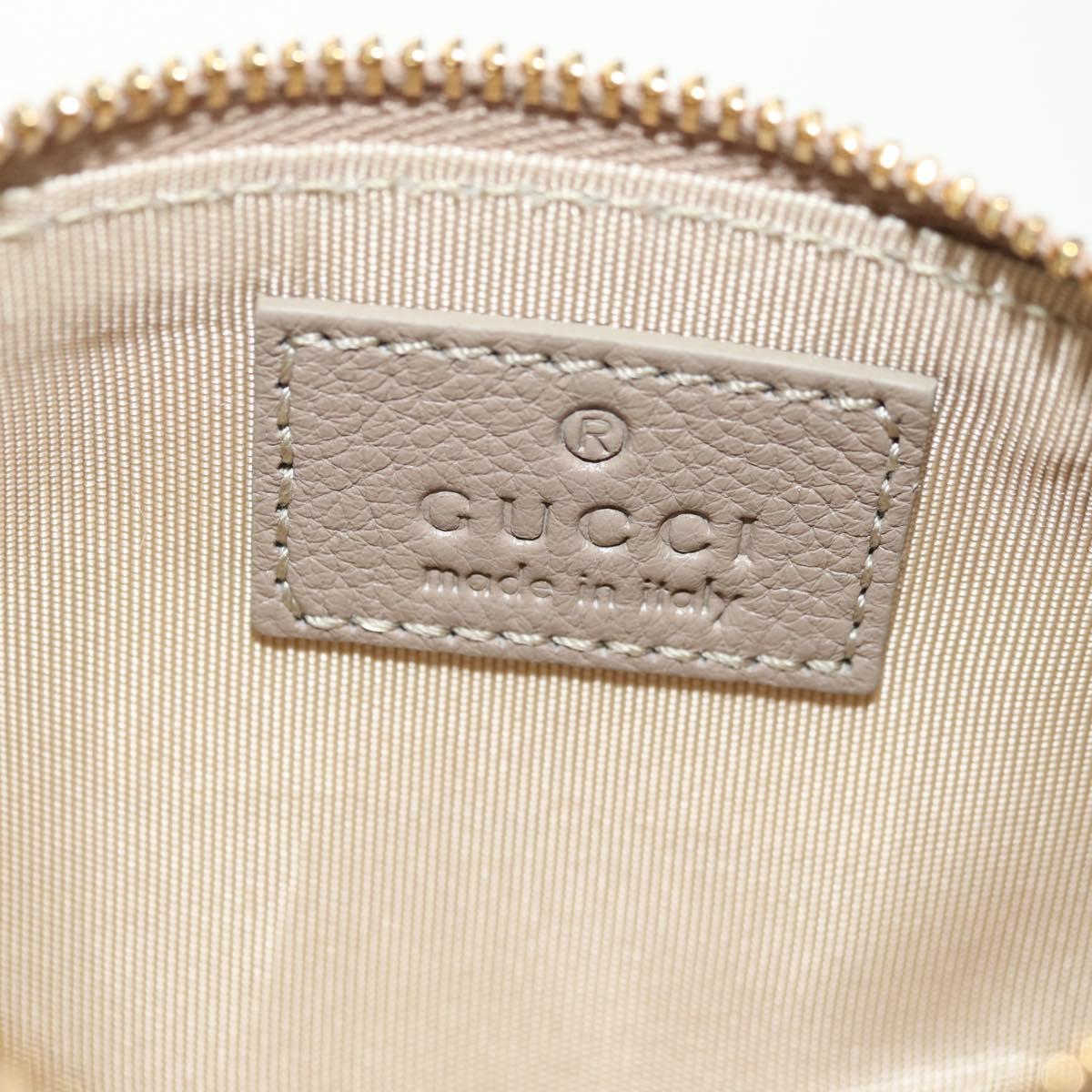 GUCCI GG Emblem Key Pouch Leather Beige Gold 815891 Auth 179515V