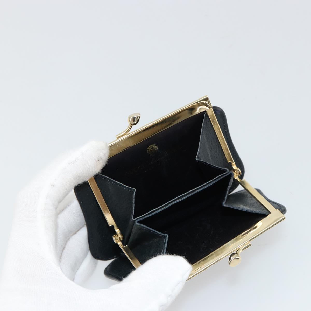 GUCCI GG Supreme Sherry Line Coin Purse PVC Gold Navy Auth 179518A