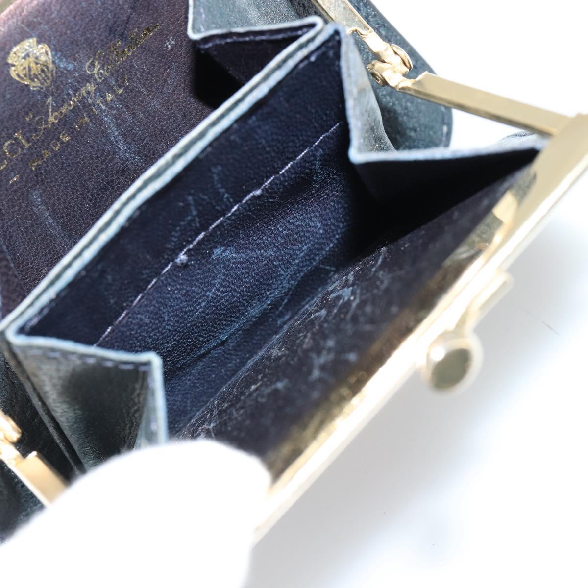 GUCCI GG Supreme Sherry Line Coin Purse PVC Gold Navy Auth 179518A