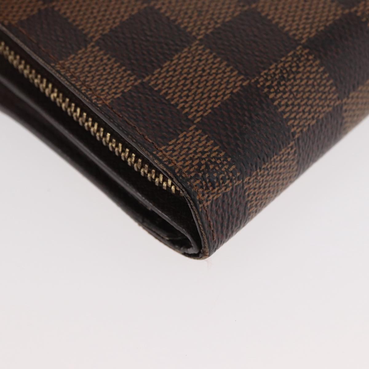 LOUIS VUITTON Damier Ebene Compact Zip Wallet N61668 LV Auth 179519