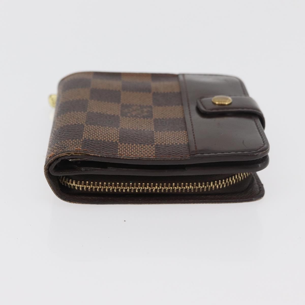 LOUIS VUITTON Damier Ebene Compact Zip Wallet N61668 LV Auth 179519