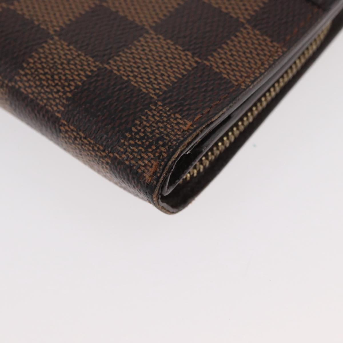 LOUIS VUITTON Damier Ebene Compact Zip Wallet N61668 LV Auth 179519