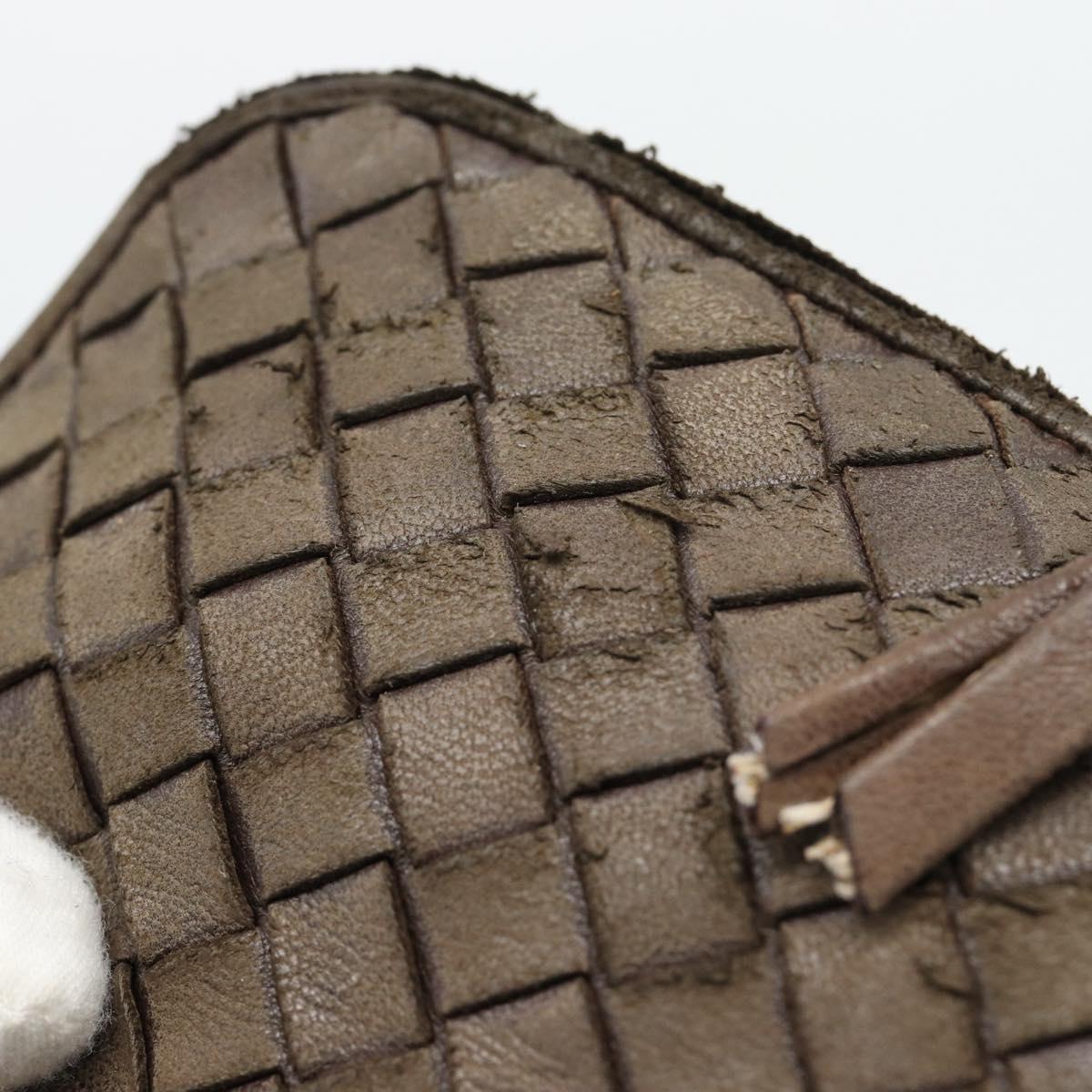 BOTTEGA VENETA INTRECCIATO Pouch Leather Brown Gold Auth 179520