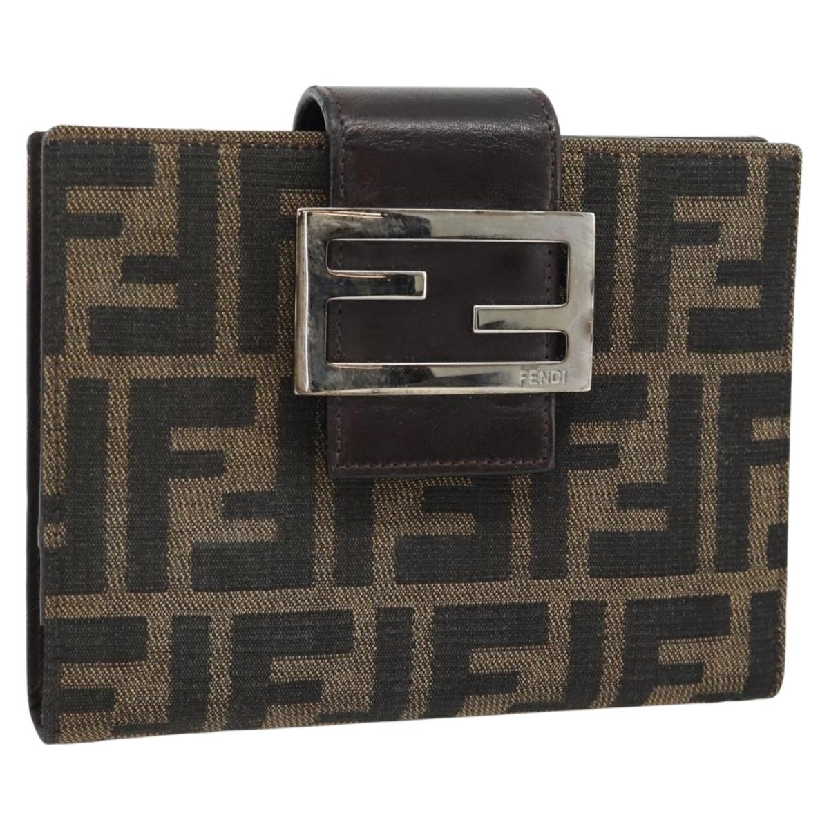 FENDI Zucca Canvas Day Planner Cover Brown Black Auth 179522A