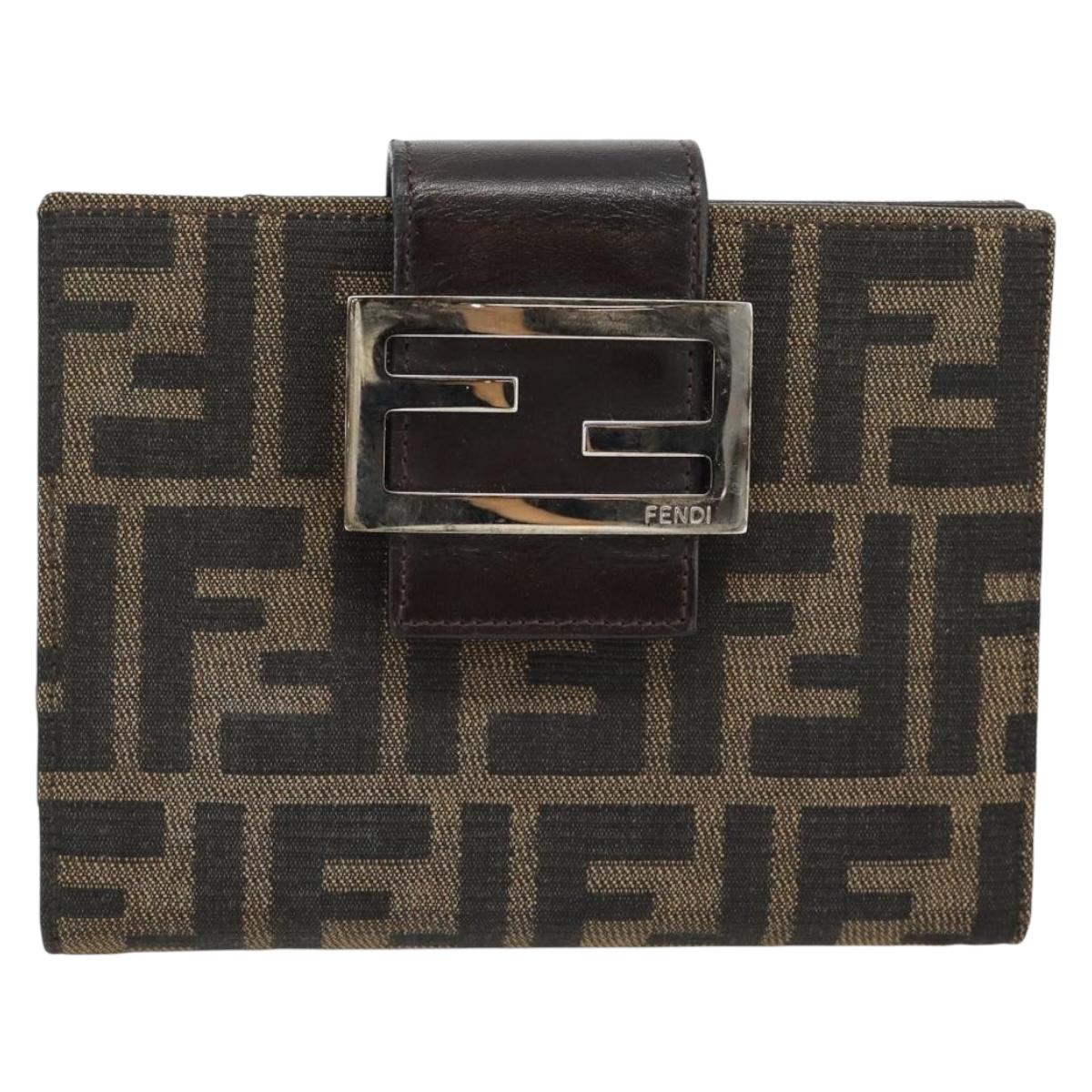 FENDI Zucca Canvas Day Planner Cover Brown Black Auth 179522A