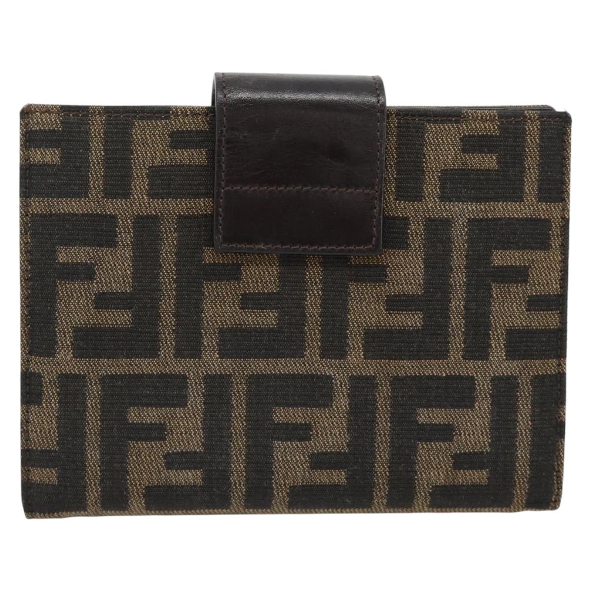 FENDI Zucca Canvas Day Planner Cover Brown Black Auth 179522A