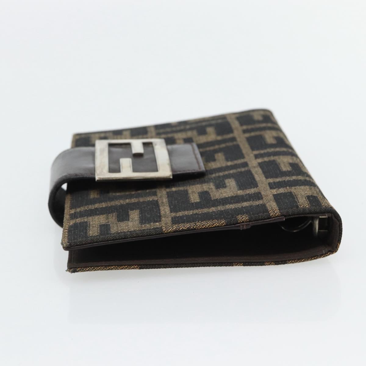 FENDI Zucca Canvas Day Planner Cover Brown Black Auth 179522A