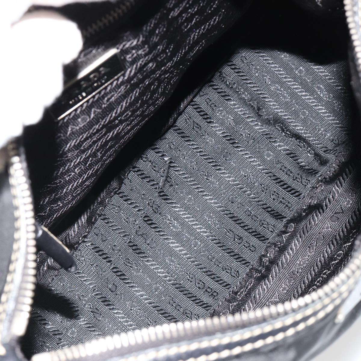 PRADA Shoulder Bag Nylon Leather Black Silver Auth 179529A