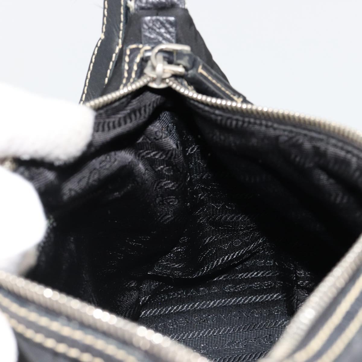 PRADA Shoulder Bag Nylon Leather Black Silver Auth 179529A