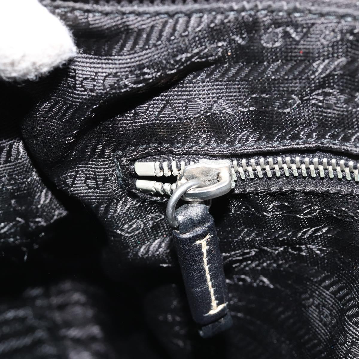 PRADA Shoulder Bag Nylon Leather Black Silver Auth 179529A