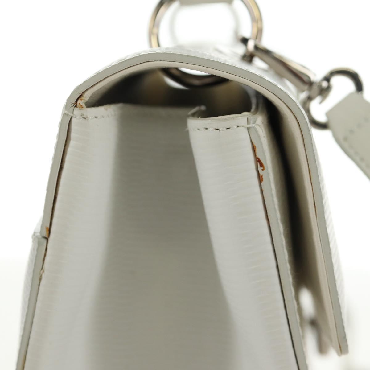 Salvatore Ferragamo Gancini Hand Bag PVC Leather 2way White Silver Auth 179530V