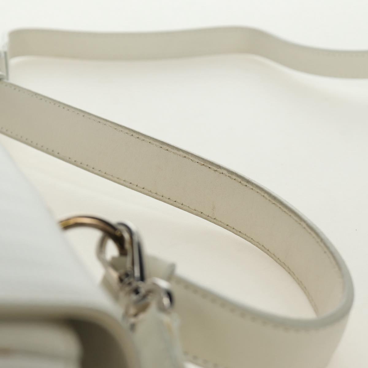 Salvatore Ferragamo Gancini Hand Bag PVC Leather 2way White Silver Auth 179530V