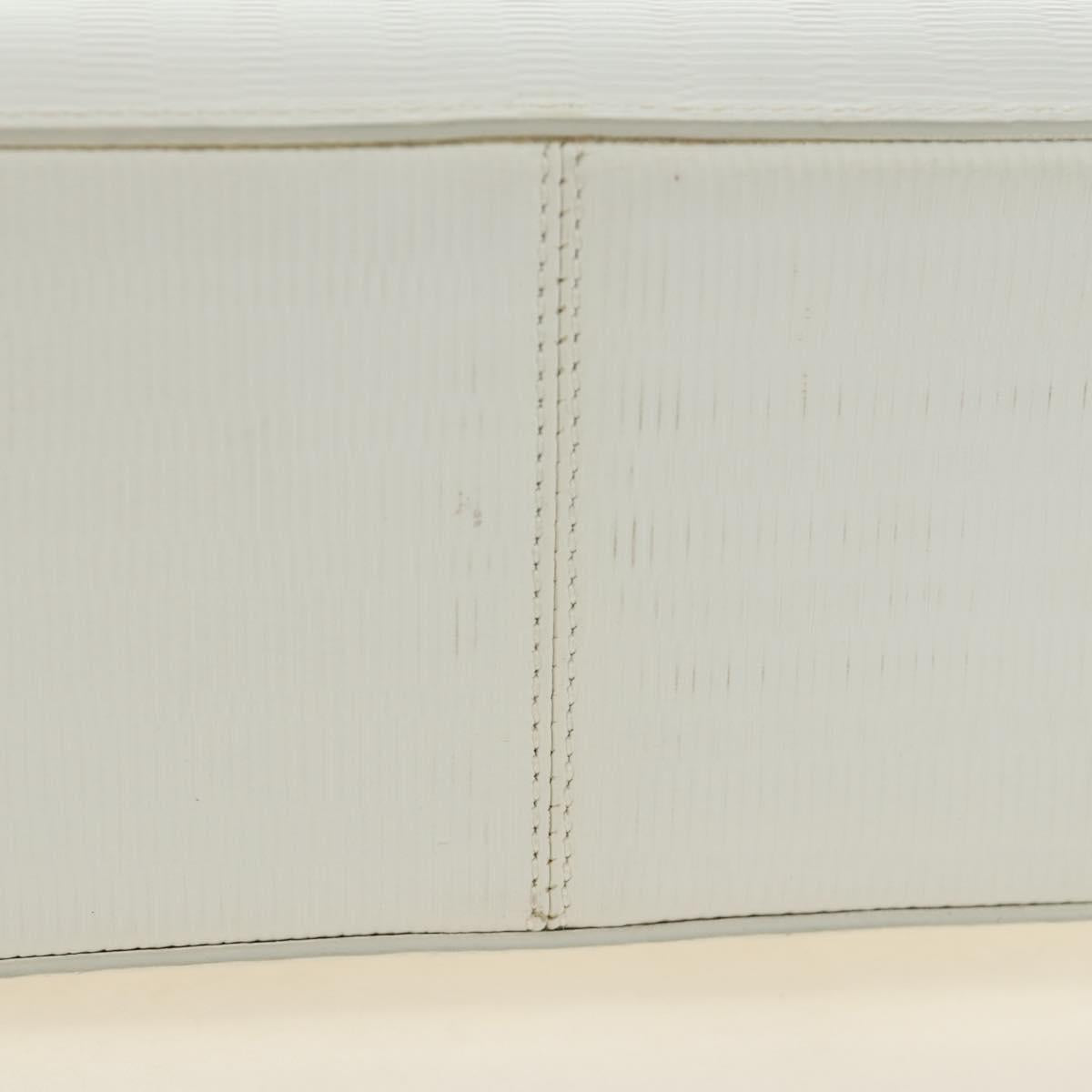 Salvatore Ferragamo Gancini Hand Bag PVC Leather 2way White Silver Auth 179530V