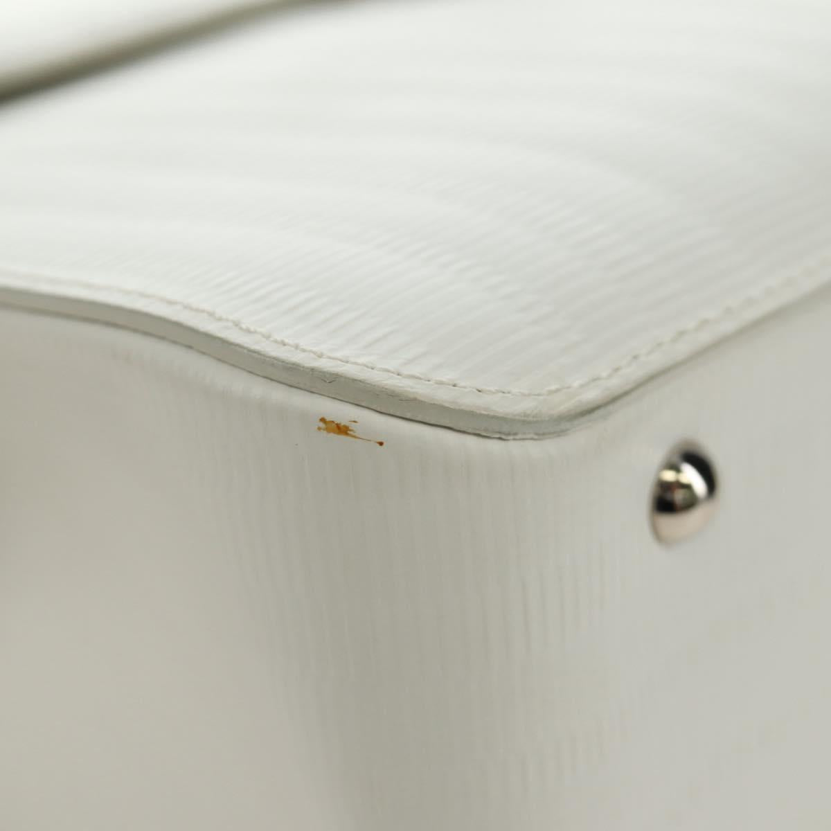 Salvatore Ferragamo Gancini Hand Bag PVC Leather 2way White Silver Auth 179530V