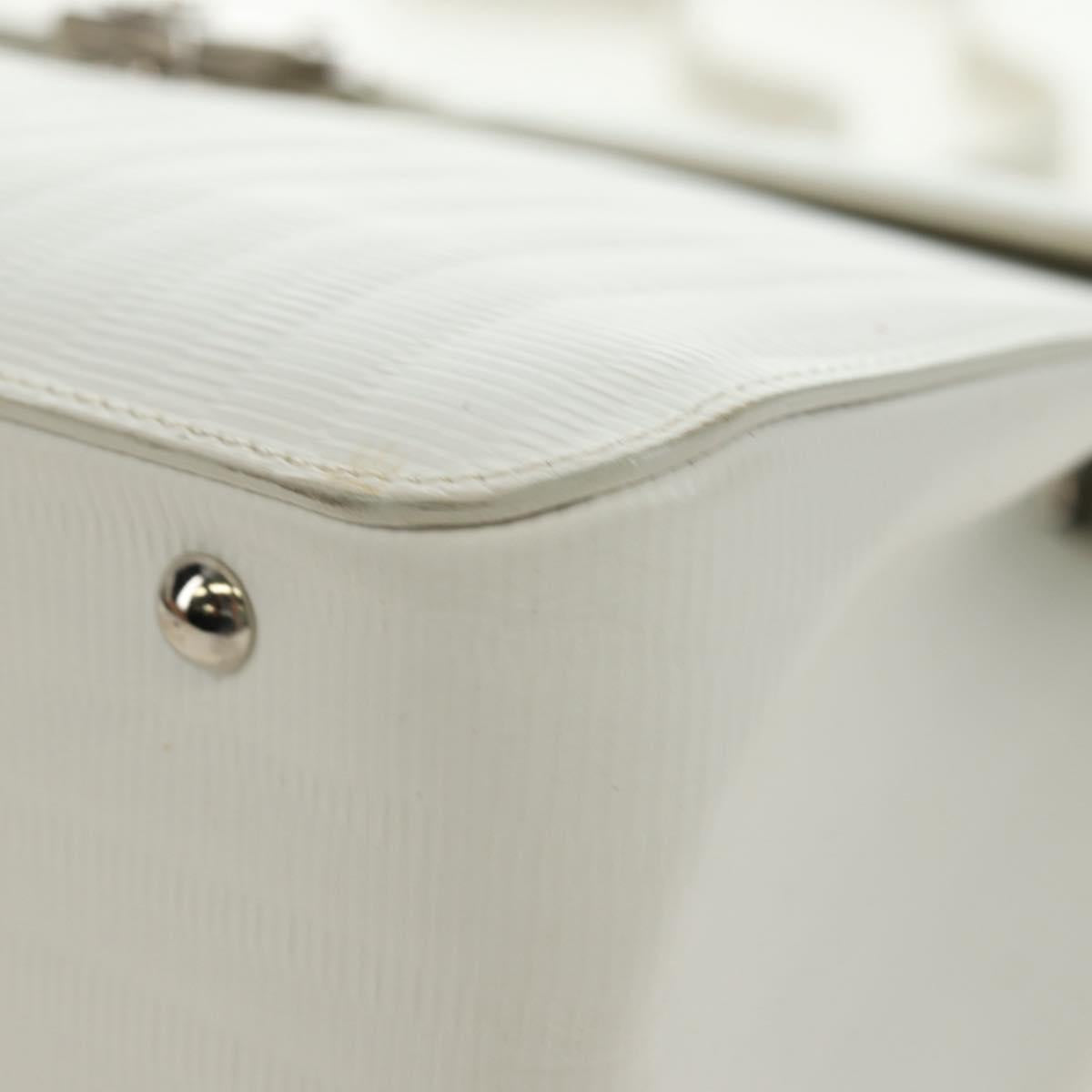 Salvatore Ferragamo Gancini Hand Bag PVC Leather 2way White Silver Auth 179530V