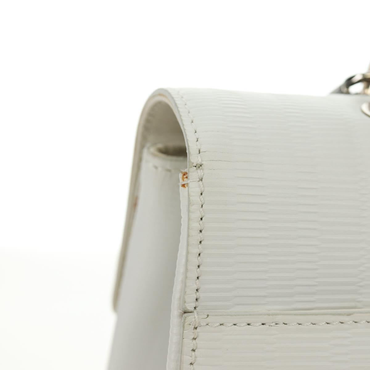 Salvatore Ferragamo Gancini Hand Bag PVC Leather 2way White Silver Auth 179530V