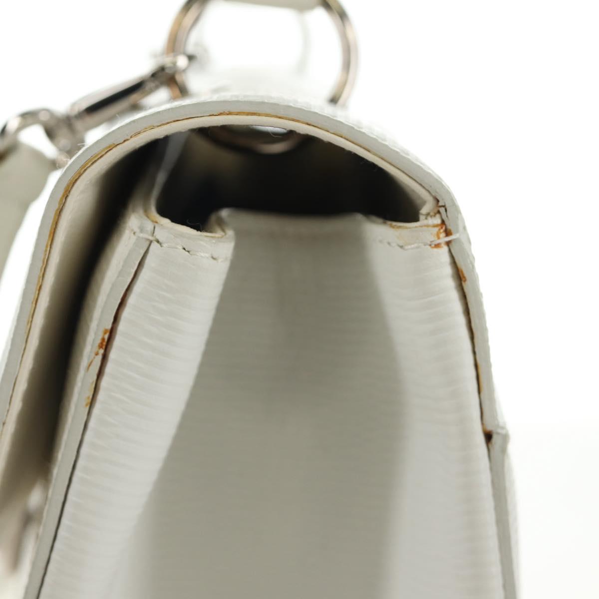 Salvatore Ferragamo Gancini Hand Bag PVC Leather 2way White Silver Auth 179530V