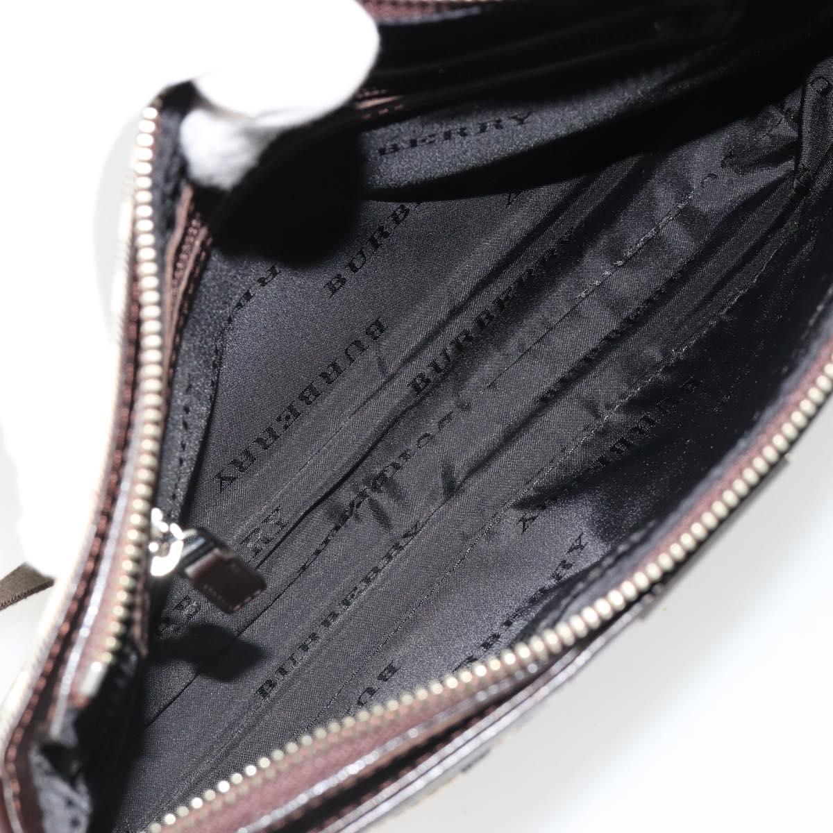 BURBERRY Nova Check Shoulder Bag Canvas Silver Beige Auth 179533