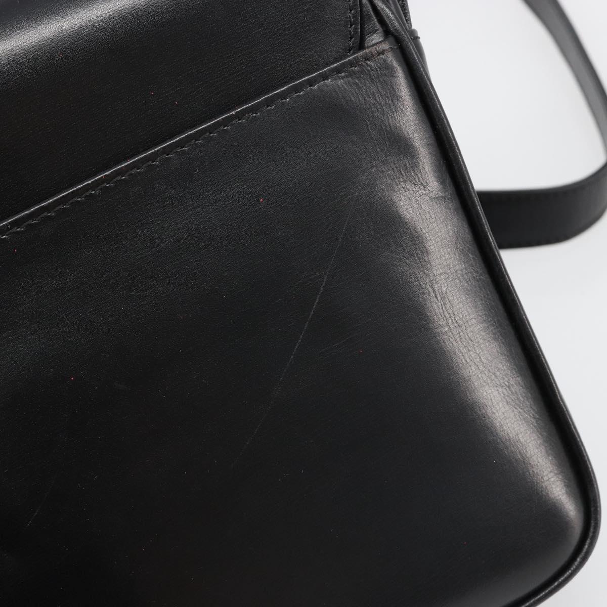 CELINE Shoulder Bag Leather Black Gold Auth 179534A
