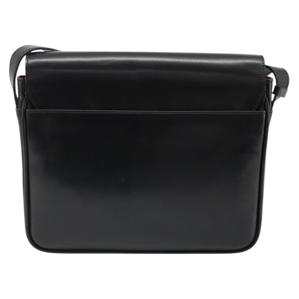 CELINE Shoulder Bag Leather Black Gold Auth 179534A