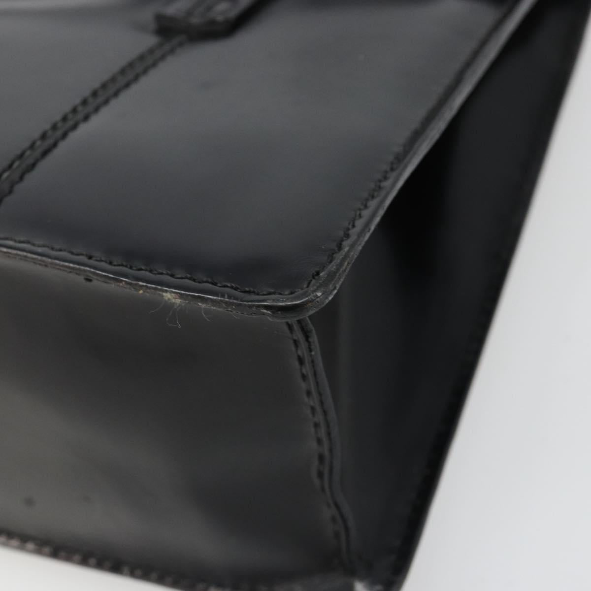 GUCCI Bamboo Hand Bag Patent leather Black Gold Auth 179535