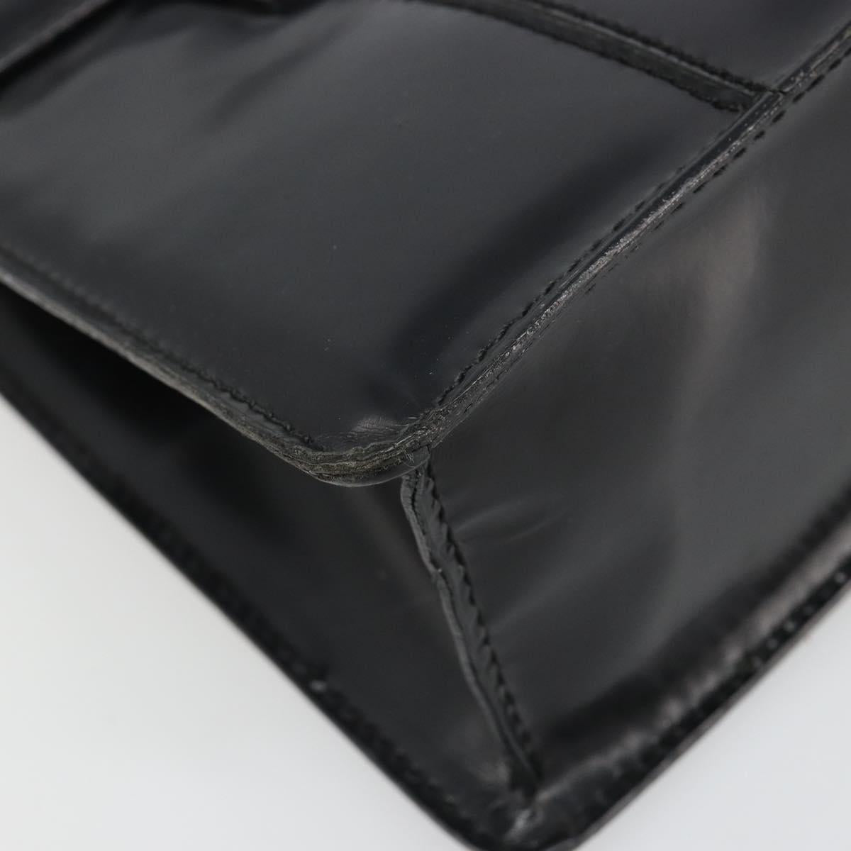 GUCCI Bamboo Hand Bag Patent leather Black Gold Auth 179535