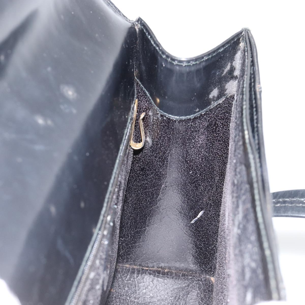 GUCCI Bamboo Hand Bag Patent leather Black Gold Auth 179535