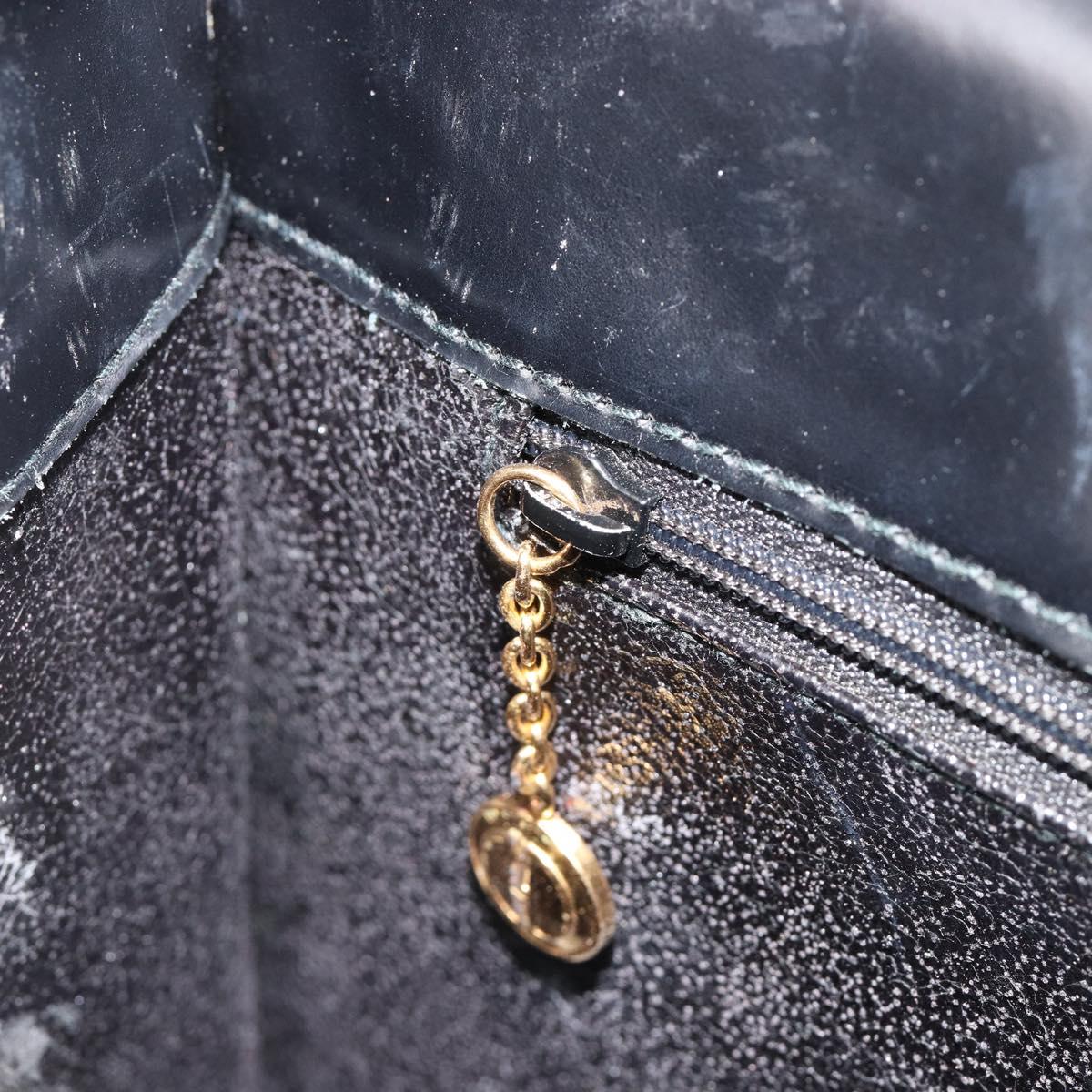 GUCCI Bamboo Hand Bag Patent leather Black Gold Auth 179535