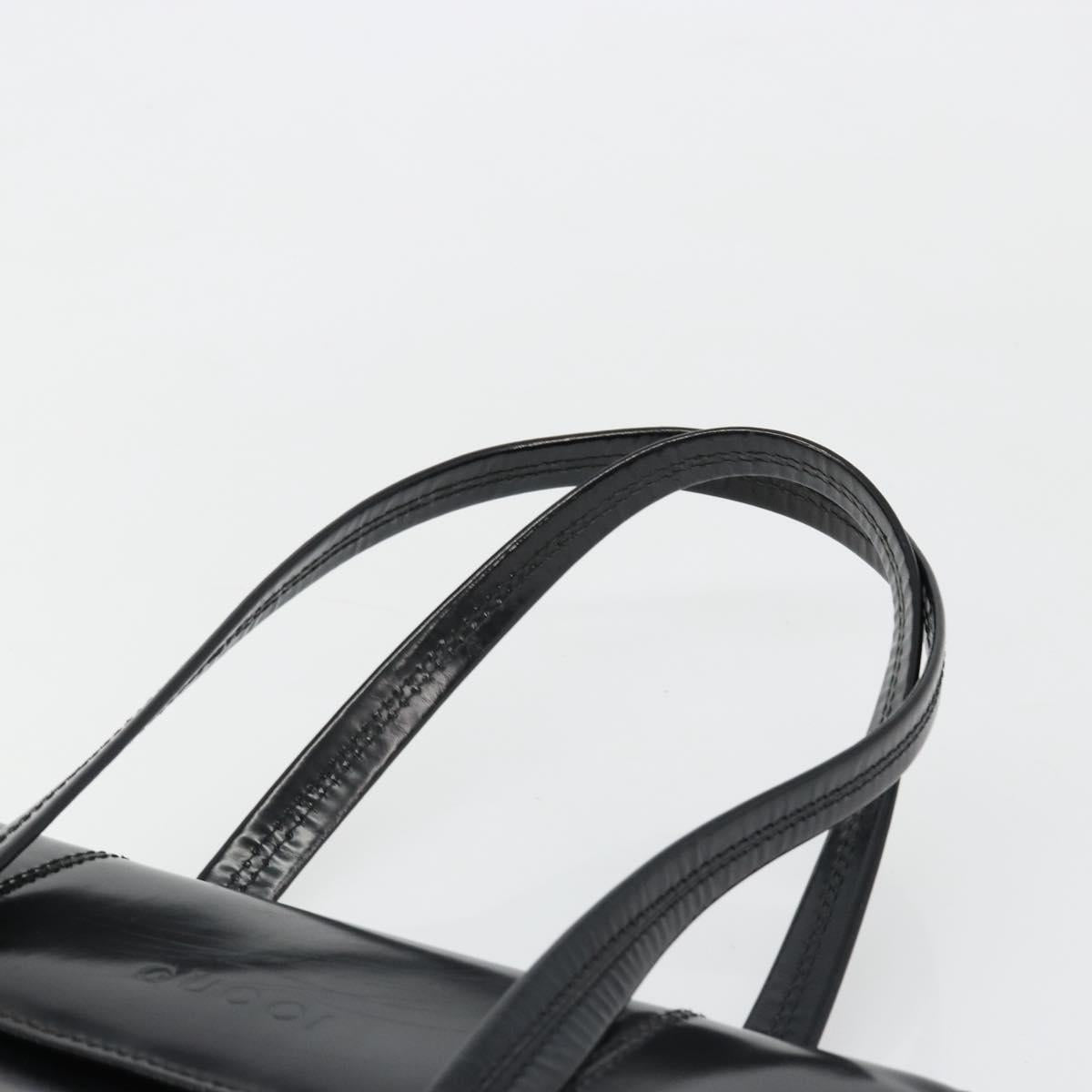 GUCCI Bamboo Hand Bag Patent leather Black Gold Auth 179535