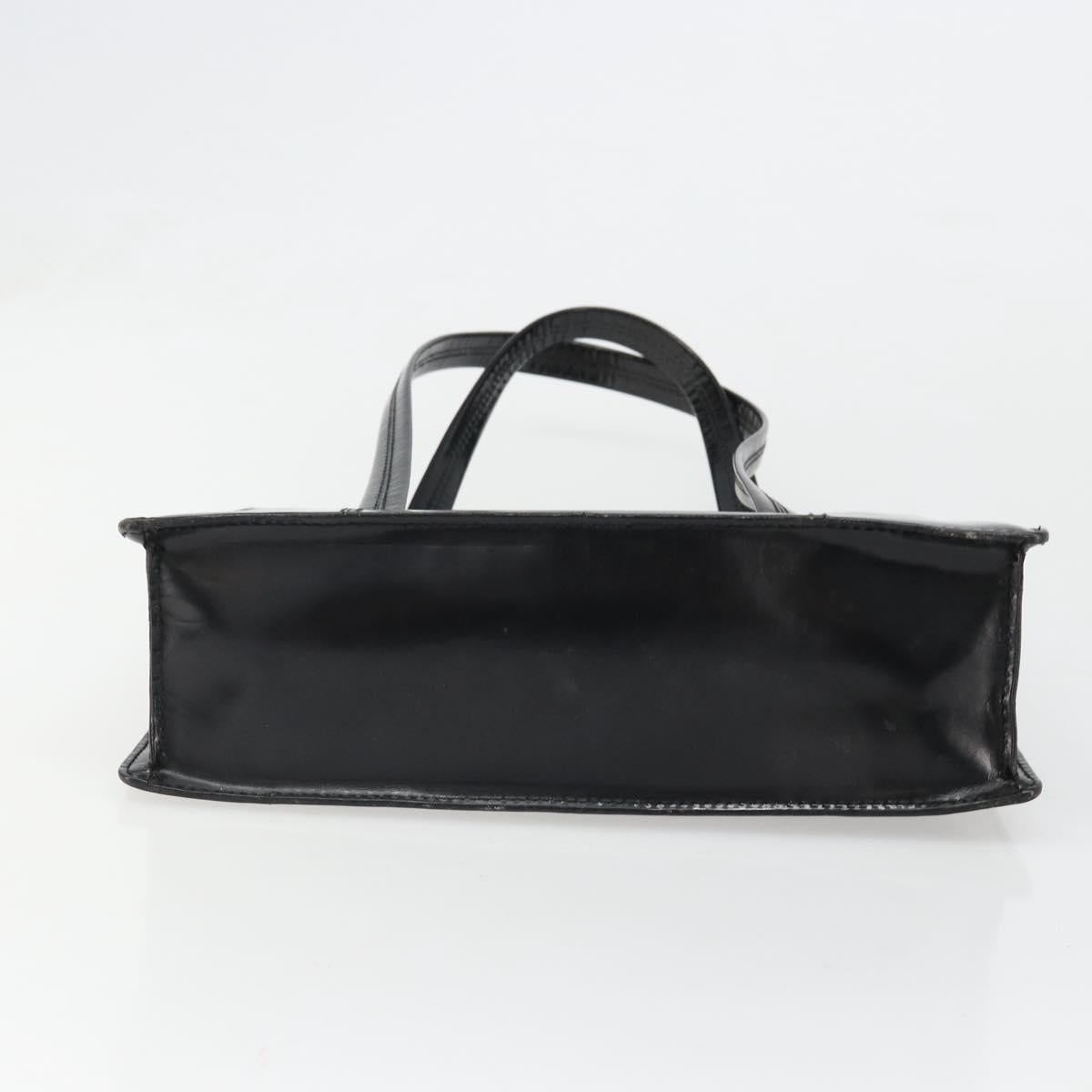 GUCCI Bamboo Hand Bag Patent leather Black Gold Auth 179535