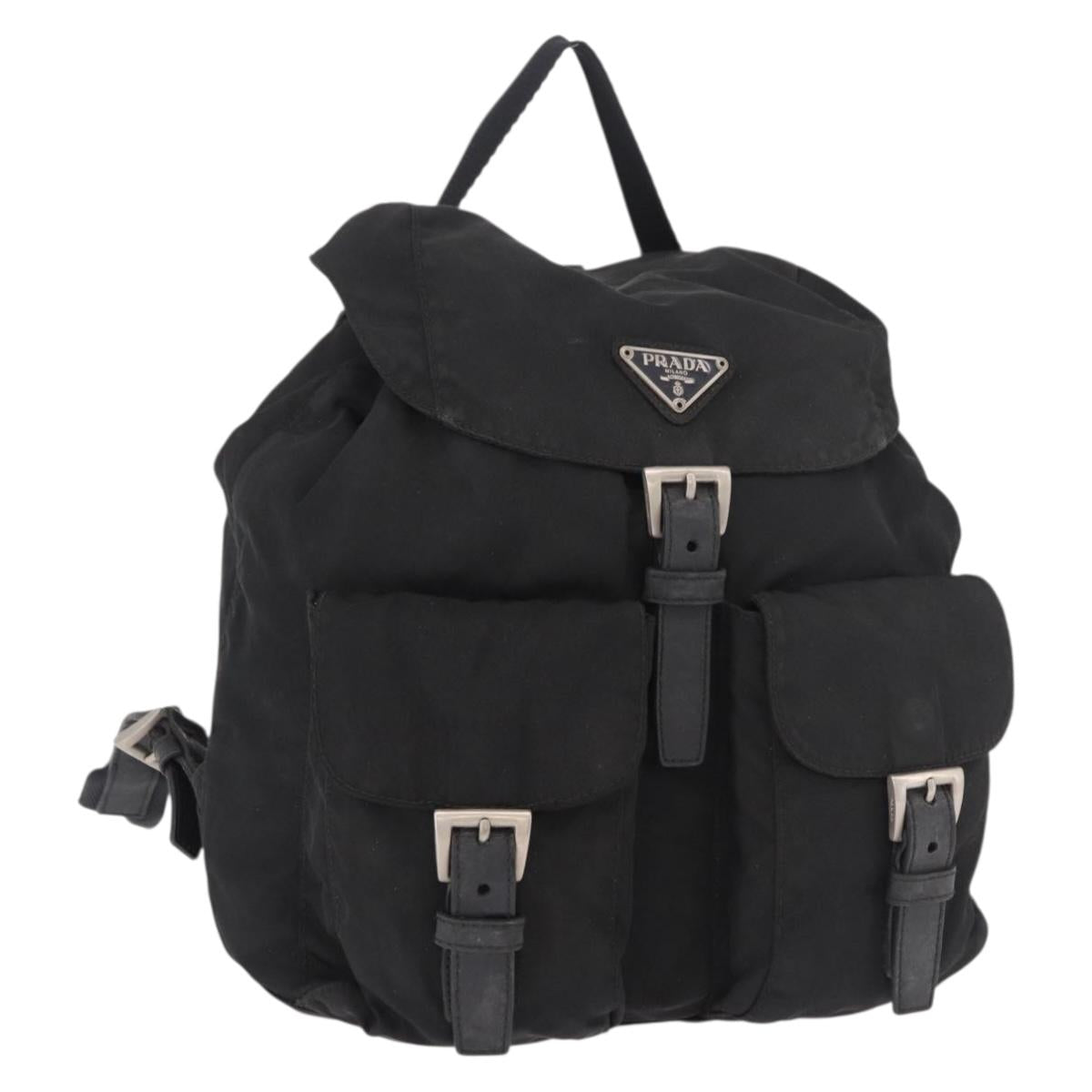 PRADA Backpack Nylon Black Silver Auth 179537