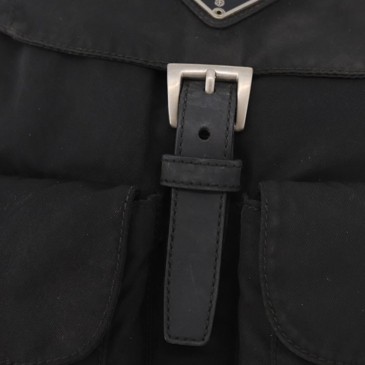 PRADA Backpack Nylon Black Silver Auth 179537