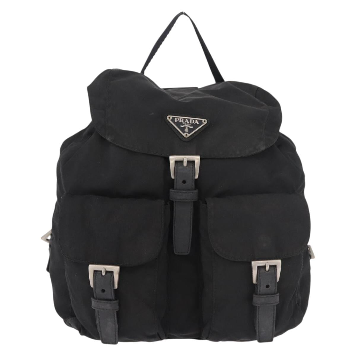PRADA Backpack Nylon Black Silver Auth 179537