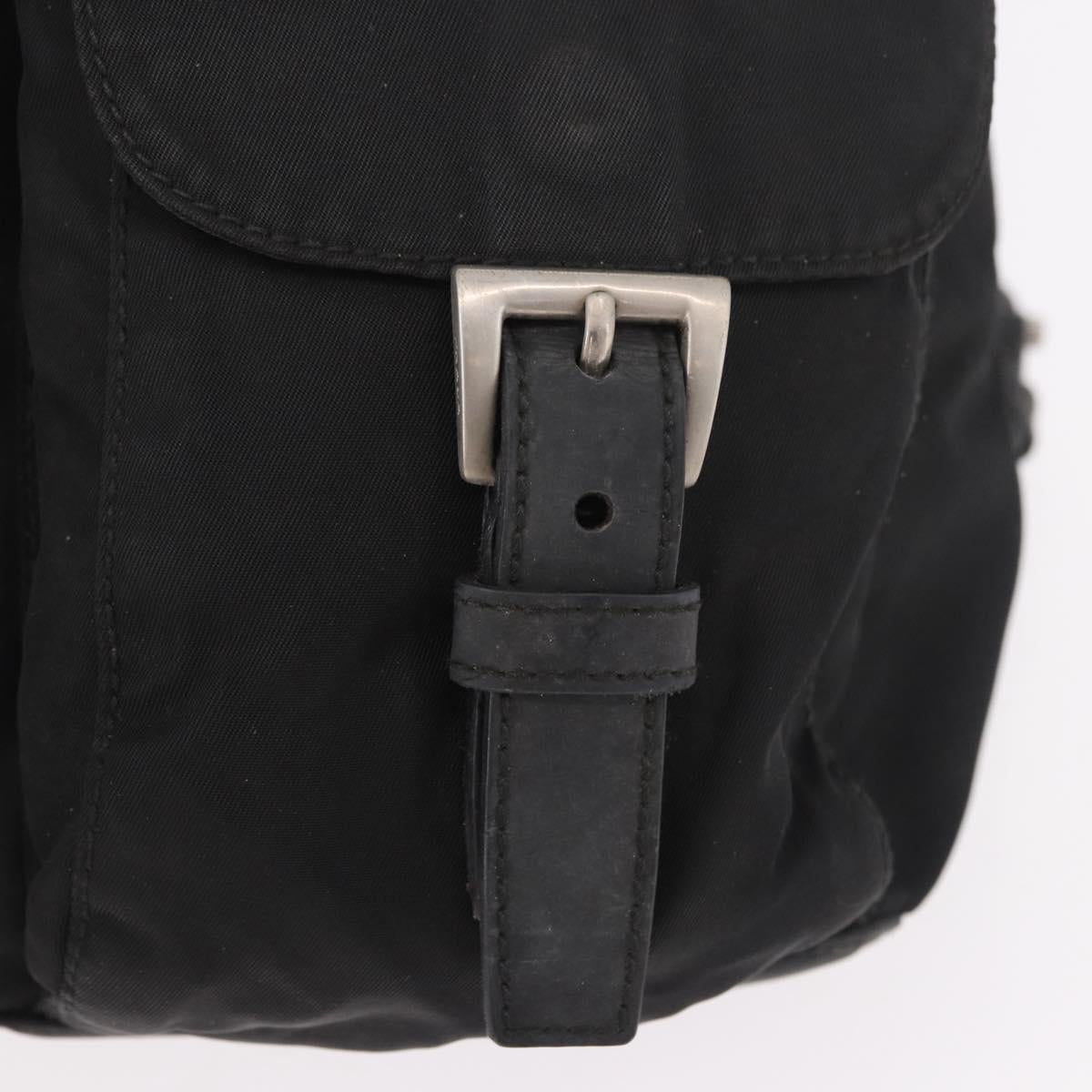 PRADA Backpack Nylon Black Silver Auth 179537