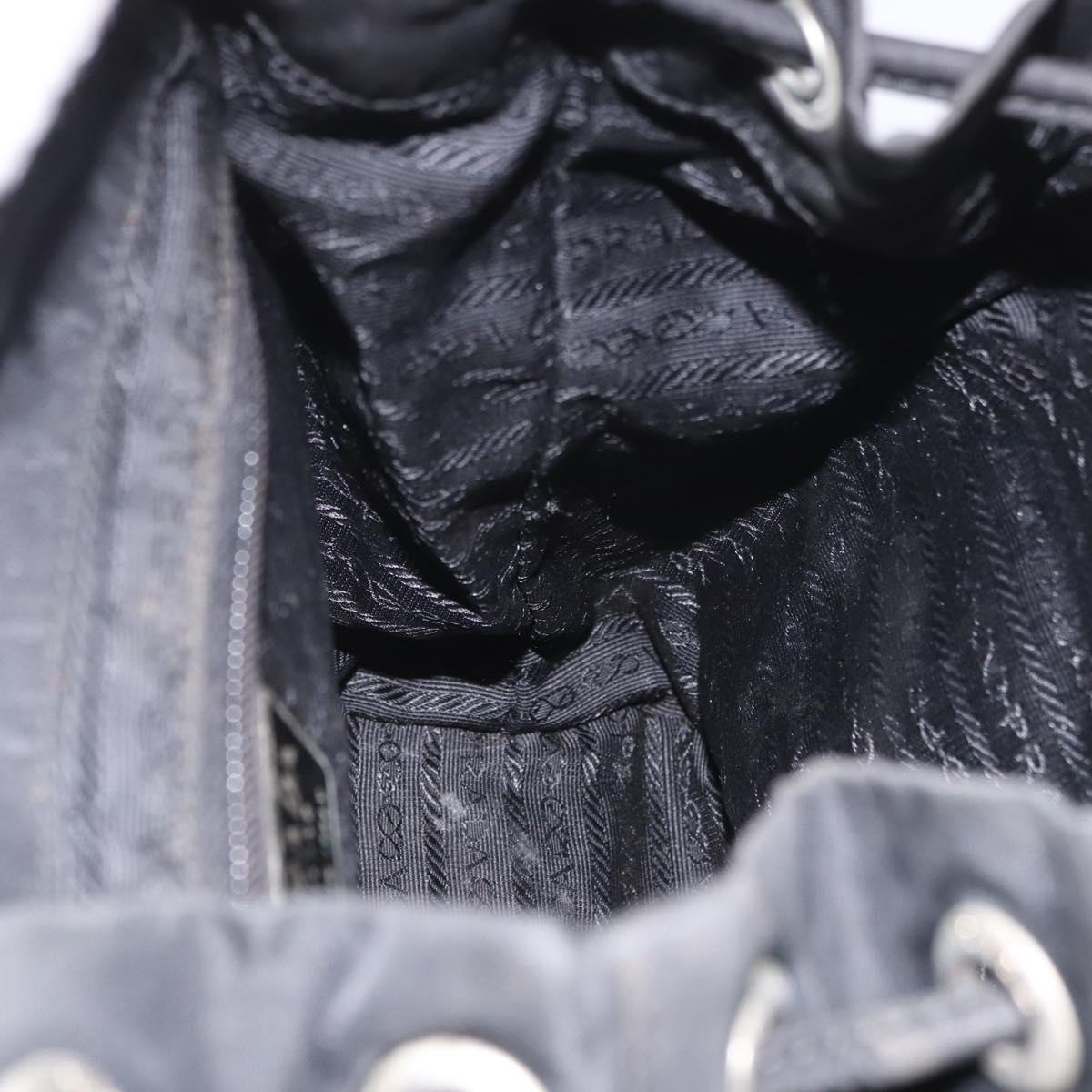 PRADA Backpack Nylon Black Silver Auth 179537