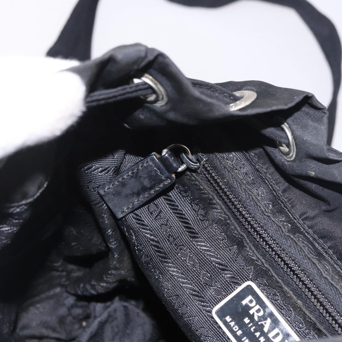 PRADA Backpack Nylon Black Silver Auth 179537