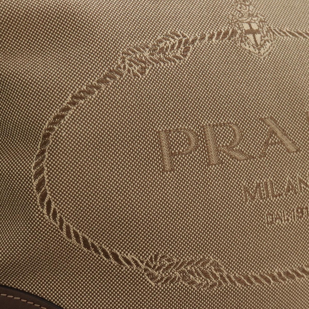 PRADA Shoulder Bag Canvas Beige Gold Auth 179538V