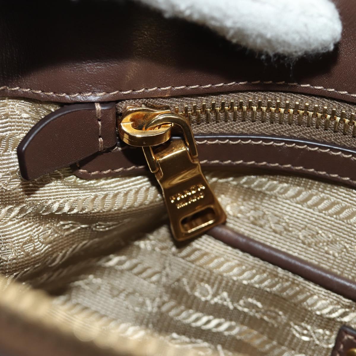 PRADA Shoulder Bag Canvas Beige Gold Auth 179538V