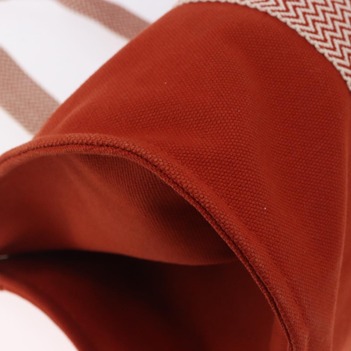 HERMES Cannes MM Hand Bag cotton Orange Silver Auth 179542A