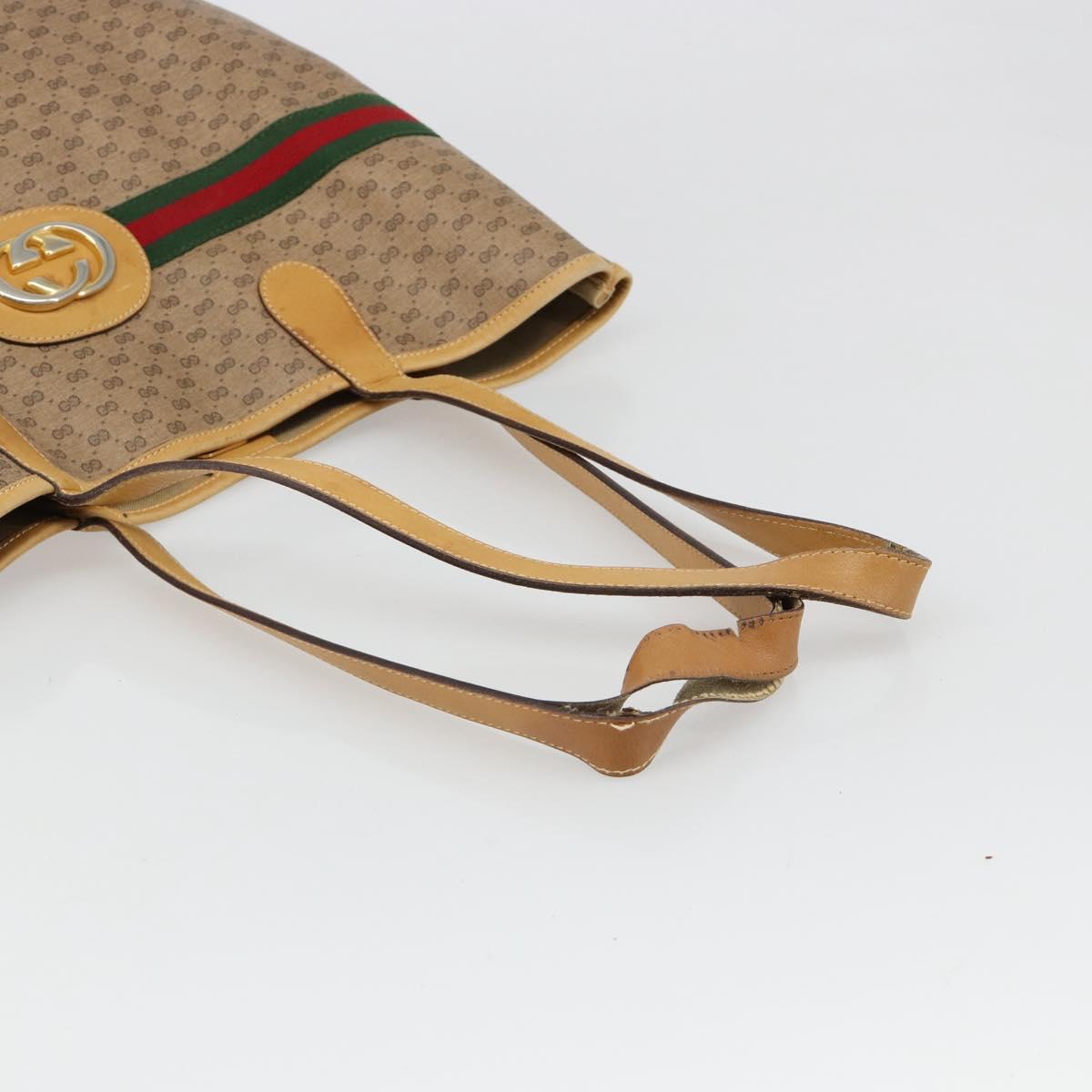 GUCCI Micro GG Supreme Web Sherry Line Bag PVC Beige 002 904 0131 Auth 179549