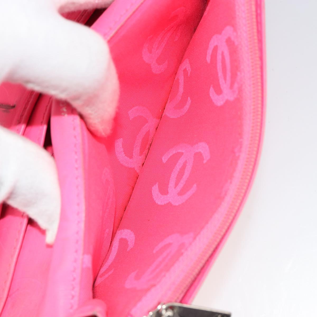 CHANEL Cambon Line Wallet Lamb Skin Black CC Auth 179550