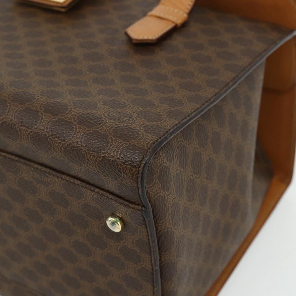 CELINE Macadam Canvas Hand Bag PVC Leather Brown Gold Auth 179567