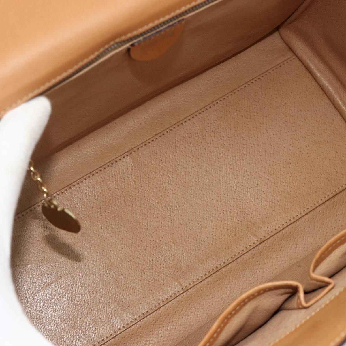 CELINE Macadam Canvas Hand Bag PVC Leather Brown Gold Auth 179567