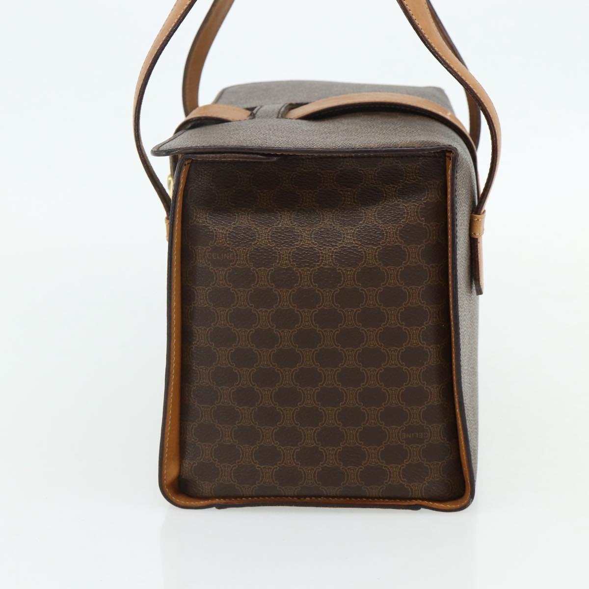 CELINE Macadam Canvas Hand Bag PVC Leather Brown Gold Auth 179567