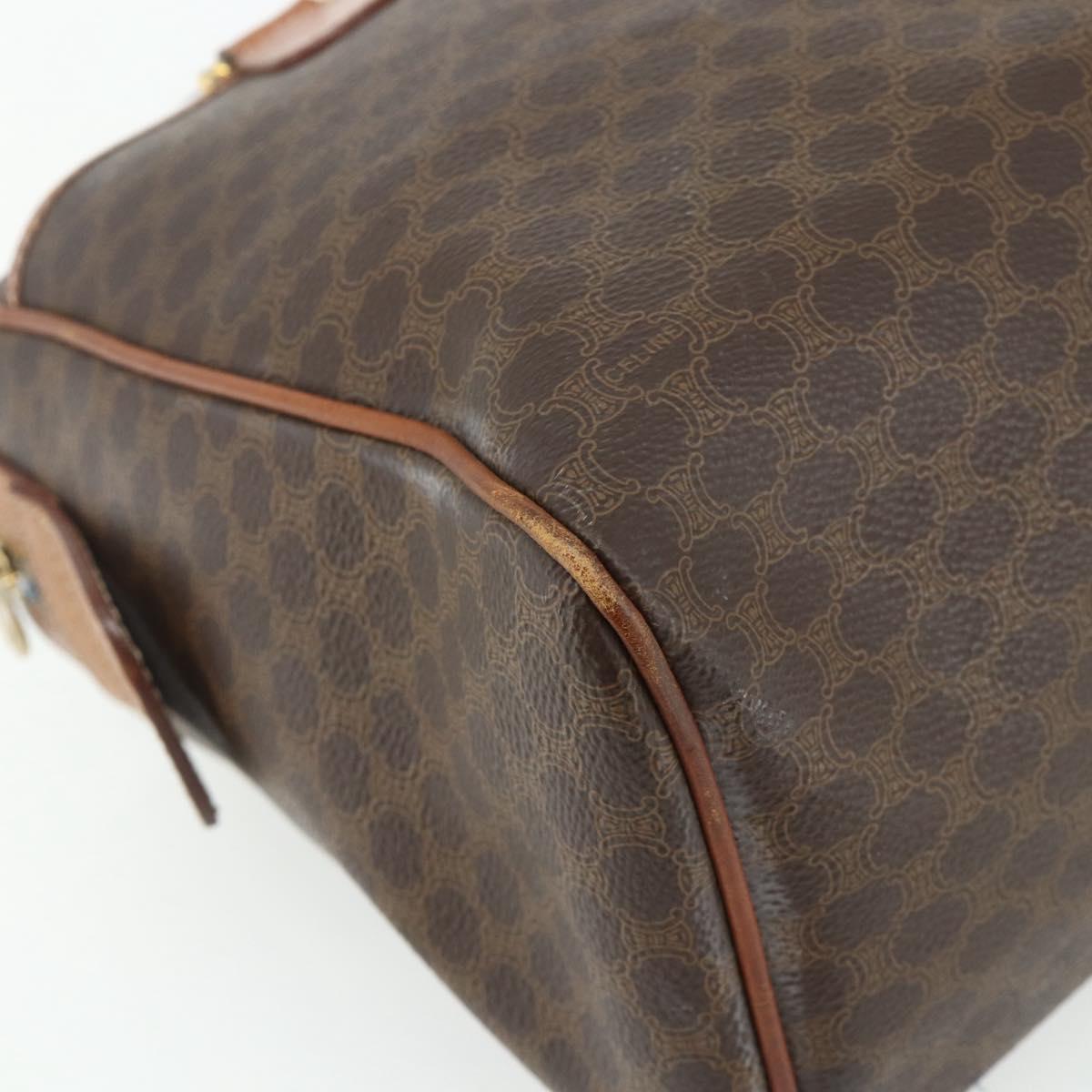 CELINE Macadam Canvas Hand Bag PVC Leather Gold Brown Auth 179568