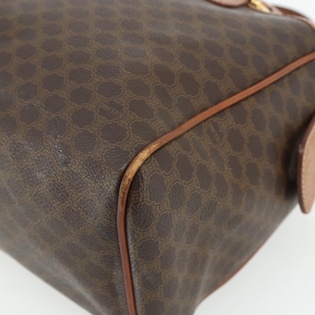 CELINE Macadam Canvas Hand Bag PVC Leather Gold Brown Auth 179568