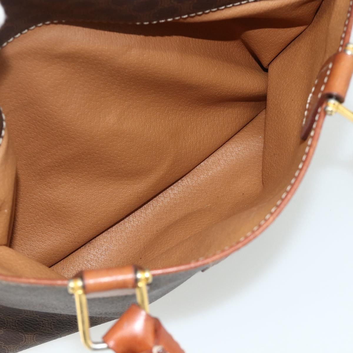 CELINE Macadam Canvas Hand Bag PVC Leather Gold Brown Auth 179568