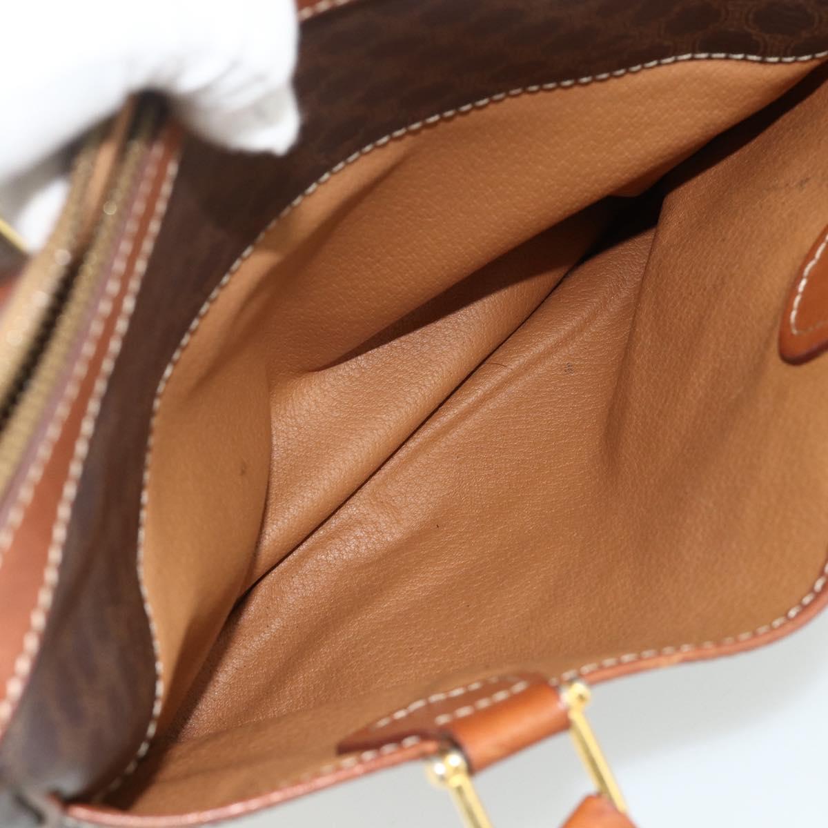 CELINE Macadam Canvas Hand Bag PVC Leather Gold Brown Auth 179568