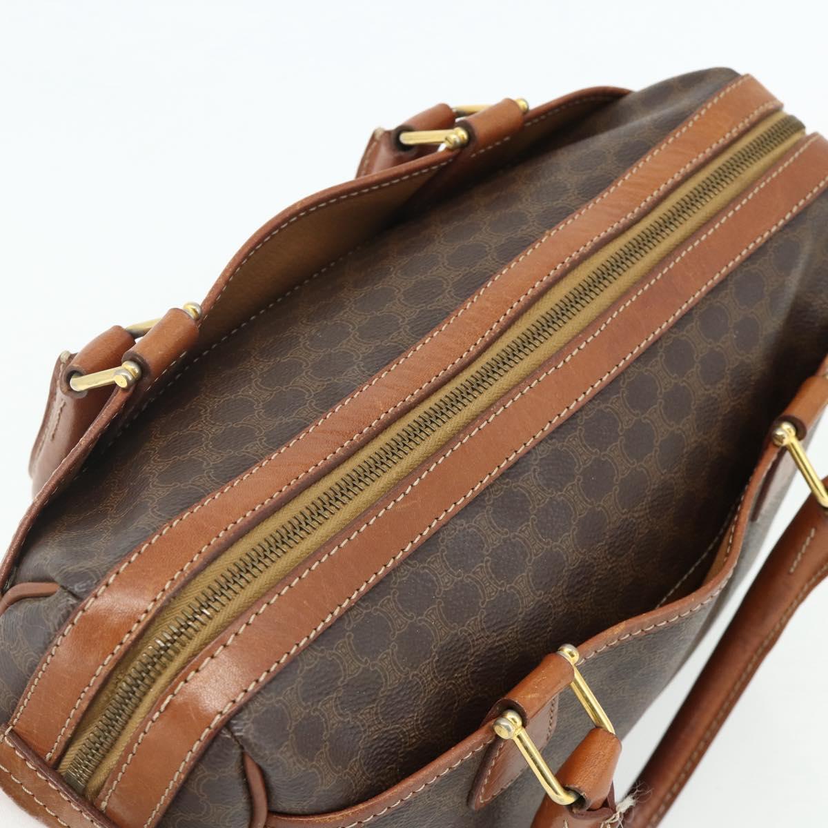 CELINE Macadam Canvas Hand Bag PVC Leather Gold Brown Auth 179568