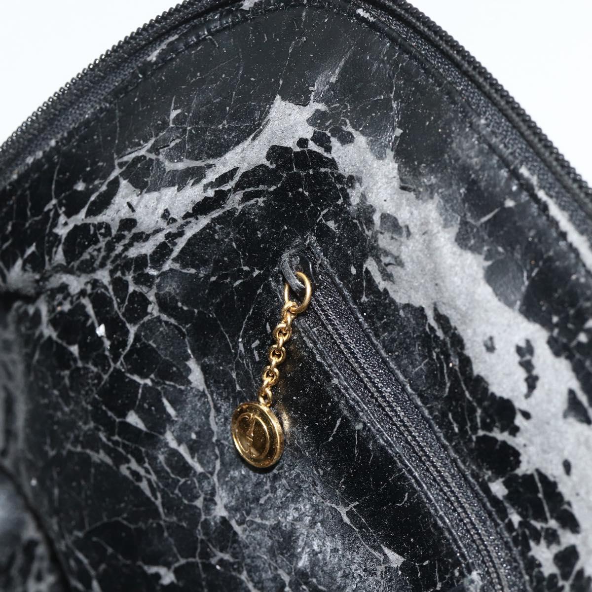 GUCCI Bamboo Hand Bag Leather Black Gold 000 3780 0289 Auth 179579